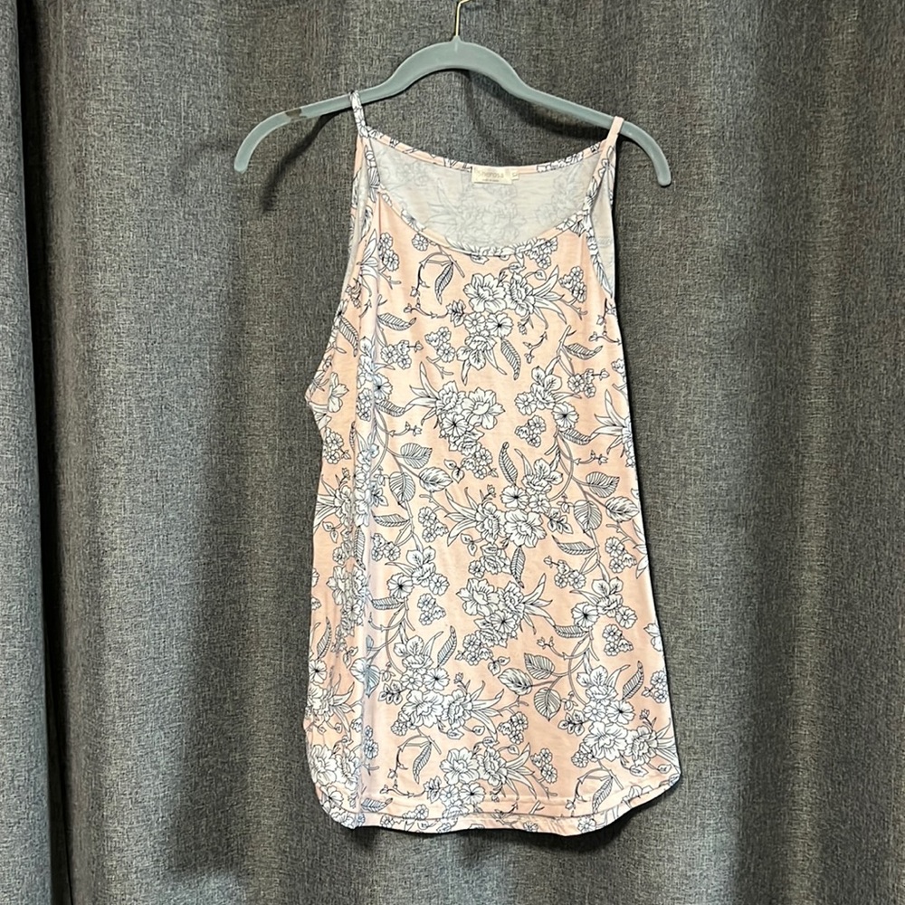 Gently worn Sherosa pink and white XL floral tank tunic